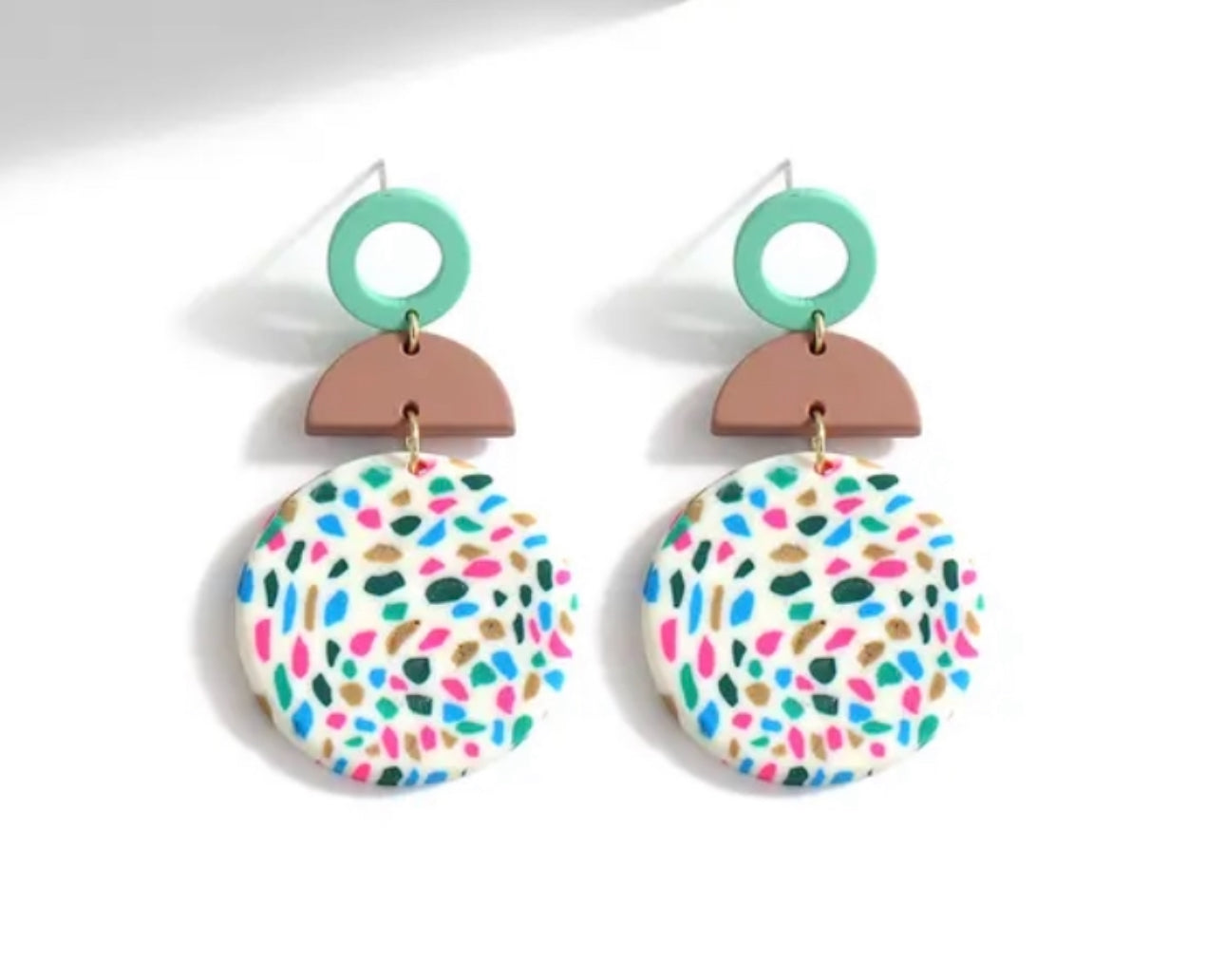 Teal & Pink Geometric Earrings