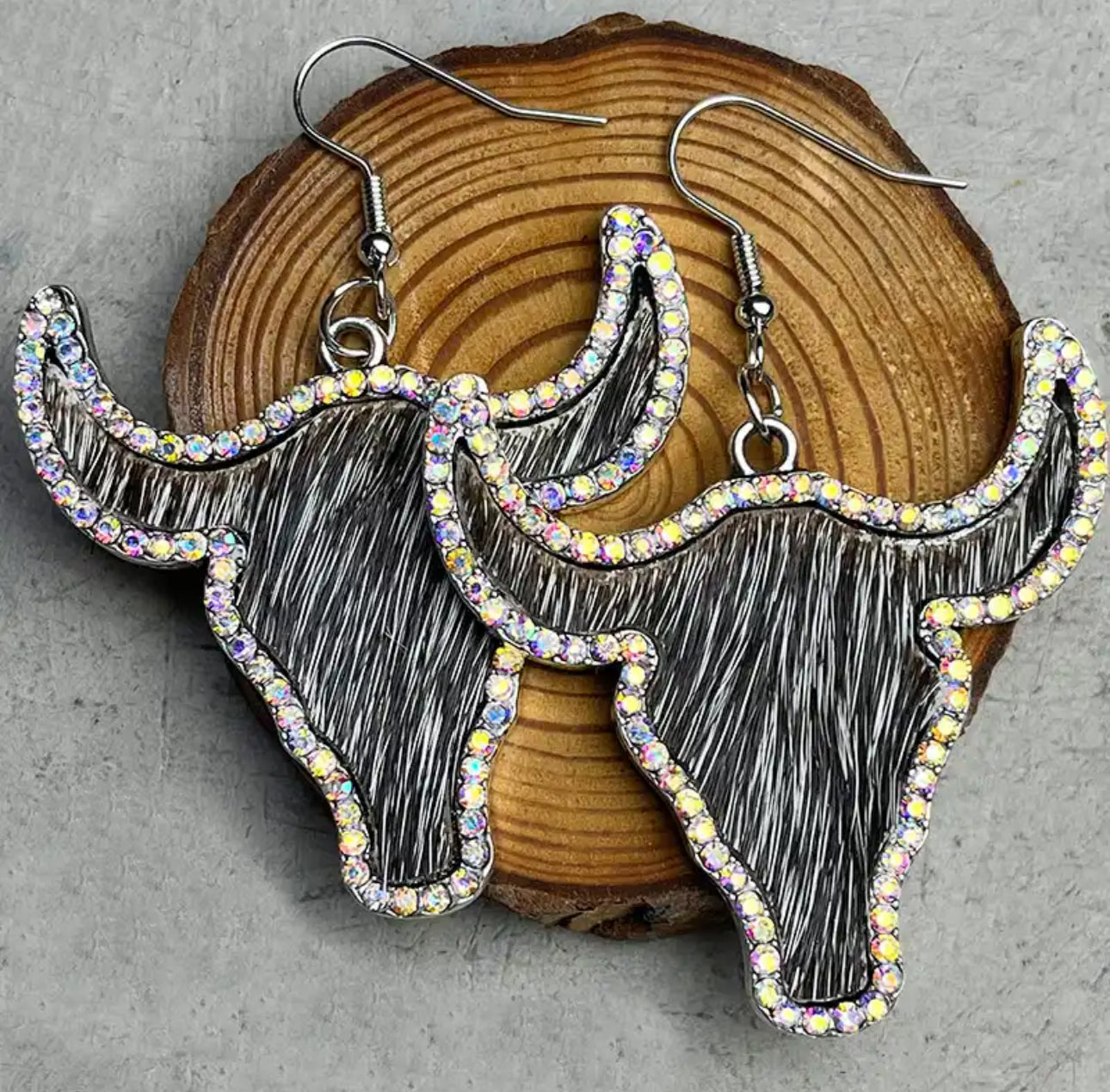 Western Longhorn Rhinestone Earrings