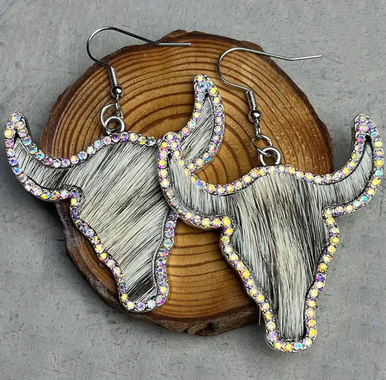 Western Longhorn Rhinestone Earrings