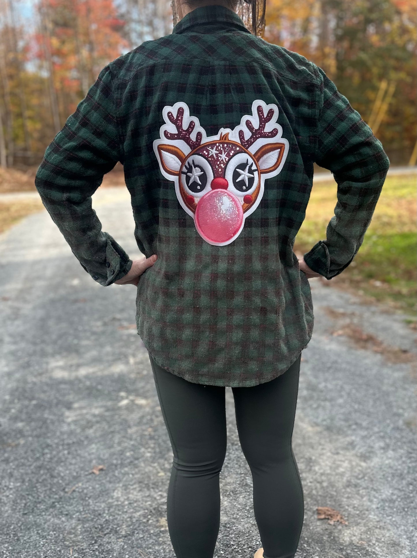 Rudolph Bleached Flannel Faux Embroidery SMALL