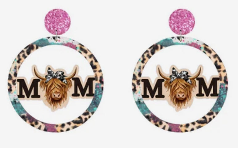 Highland Cow Mom Earrings