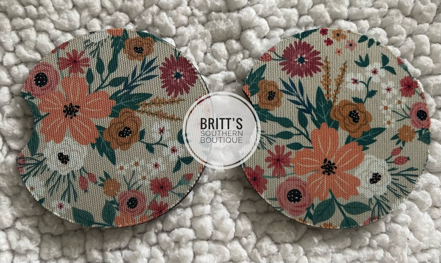 Floral Car Coaster Set