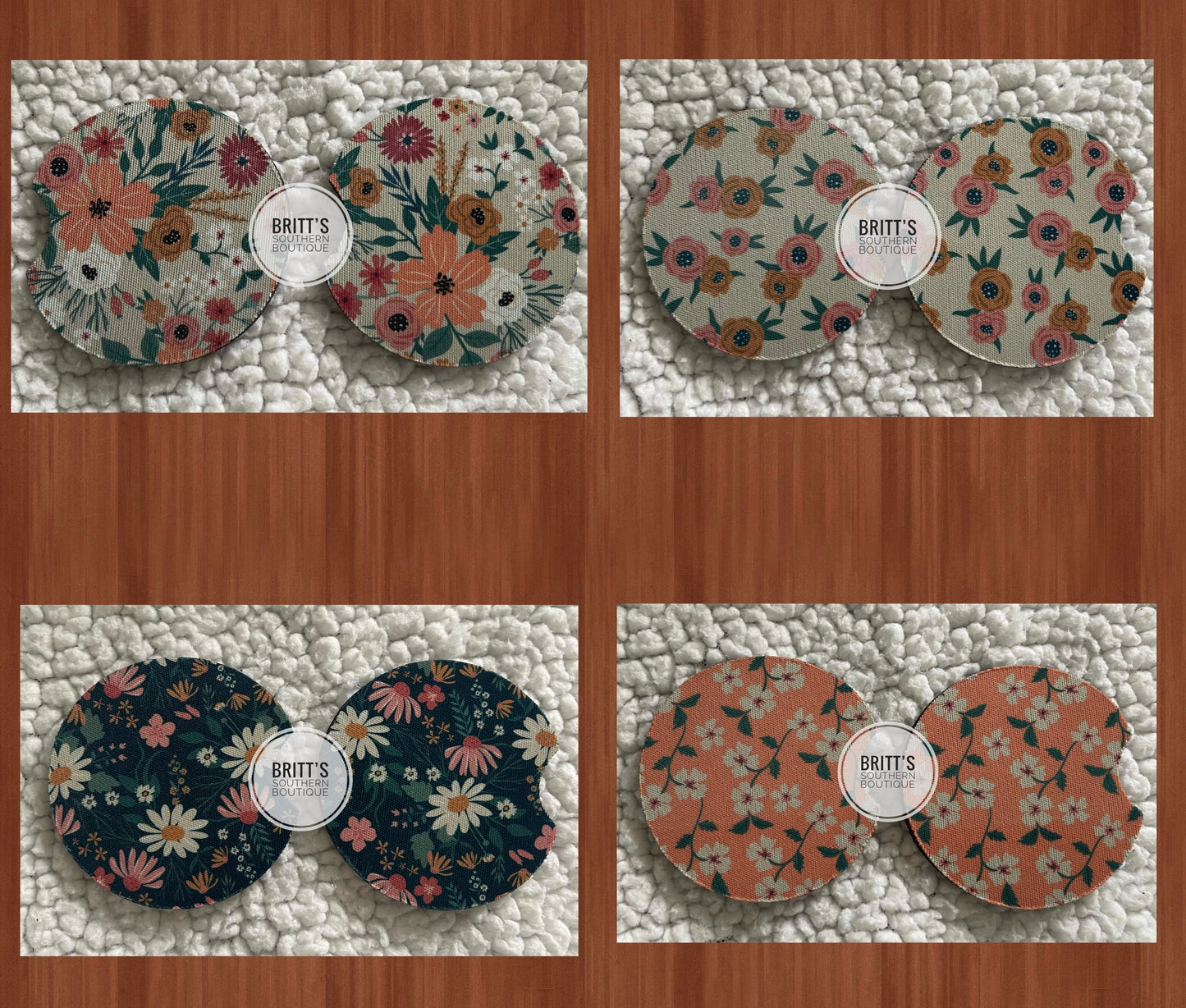 Floral Car Coaster Set