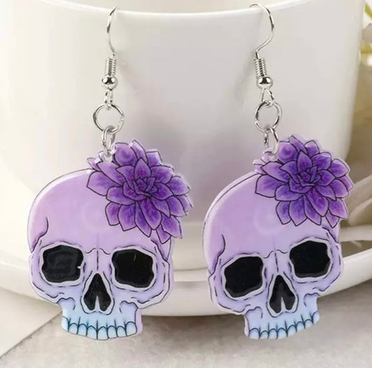 Floral Skull Earrings