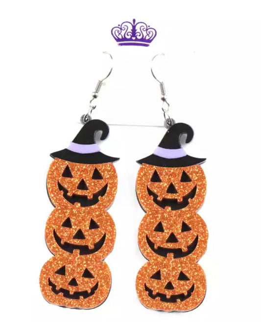 Glitter Pumpkin Earrings